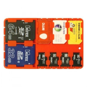Держатель для карт памяти и SIM карт SD-SIM Holder Red, размер с банковскую карту, для 2*SD, 3*SIM карт, 4*microSD