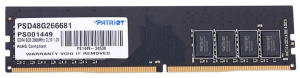 Память DDR4 8192Mb 2666MHz Patriot PSD48G266681 RTL PC4-21300 CL19 DIMM 288-pin 1.2В single rank