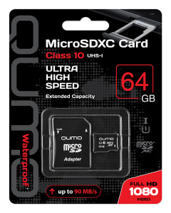 Карта micro-SD 64 GB QUMO 18805 CLASS10 UHS-I+адаптер