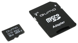 Карта micro-SD 16 GB QUMO QM16GMICSDHC10U1 Class10 UHS-I+ адаптер