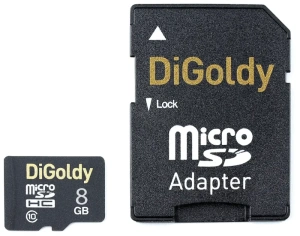 Карта micro-SD 8 GB DiGoldy Class10+ адаптер SD