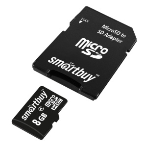 Карта micro-SD 8 GB SMARTBUY (SB8GBSDCL4-01) Class4+ адаптер