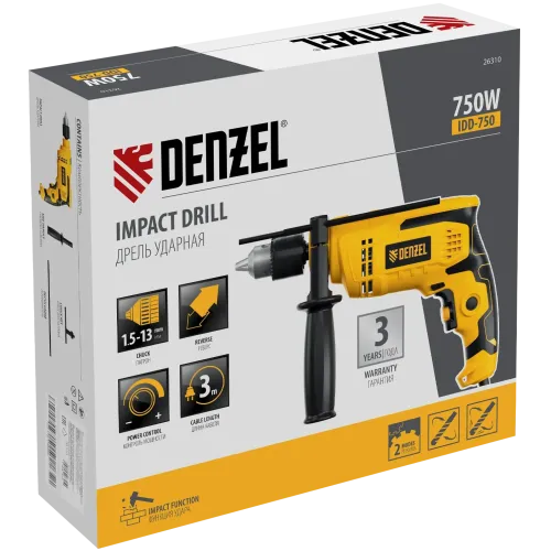 Дрель DENZEL IDD-750 (26310)