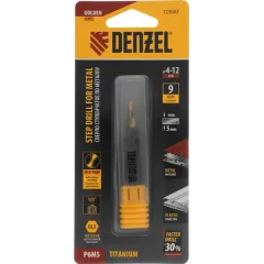 Сверло ступенчатое DENZEL 6-12мм, Р6М5, 6-гр. хвостовик (723602)
