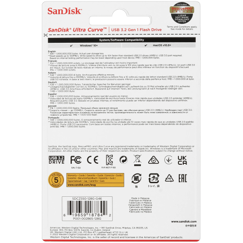 Карта USB3.2 128 GB SANDISK BY WESTERN DIGITAL SDCZ550-128G-G46 