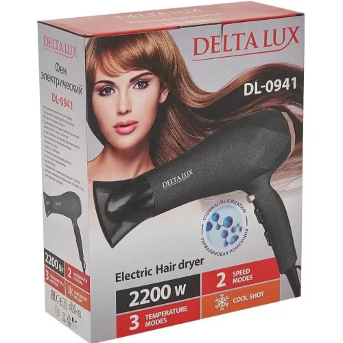 Фен DELTA LUX DL-0941 розовый/черный