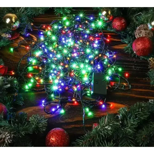 Гирлянда Нить 15м зеленая нить 300LED свечение мультиколор, 8 режимов (454845)