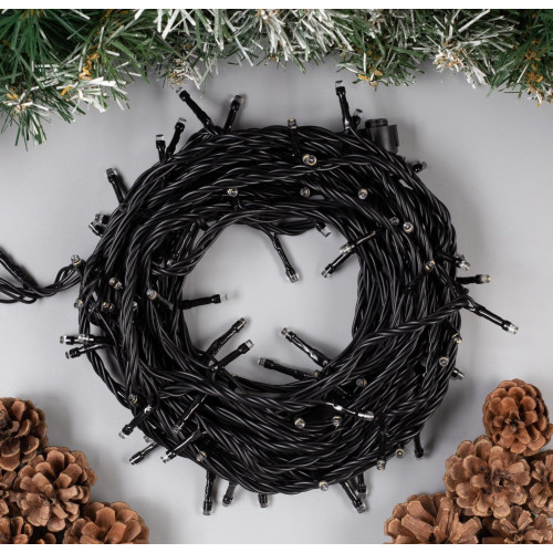 Гирлянда Нить 10м темная нить 100LED свечение теплое белое IP44 (3584087)