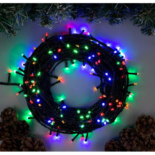 Гирлянда Нить 20м темная нить 200LED свечение мульти, 8 режимов (3556811)