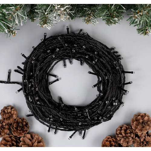 Гирлянда Нить 20м темная нить 200LED свечение мульти, 8 режимов (3556811)