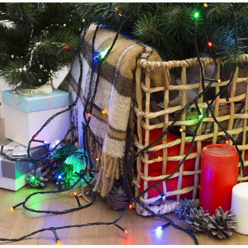 Гирлянда Нить 20м темная нить 200LED свечение мульти, 8 режимов (3556811)