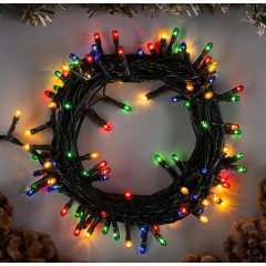 Гирлянда Нить 5,5м темная нить 140 ламп, свечение мульти, 8 режимов (670999)