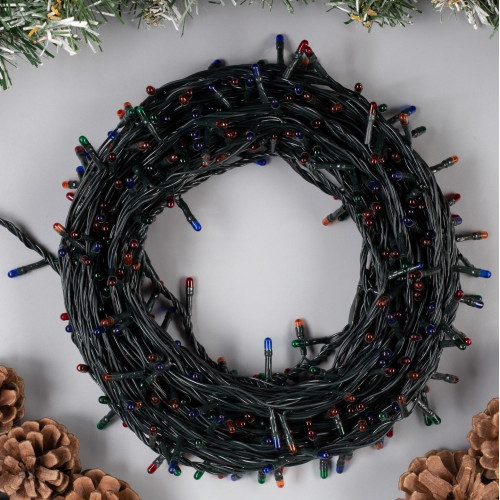 Гирлянда Нить 15м темная нить 400LED свечение мульти, 8 режимов (703309)