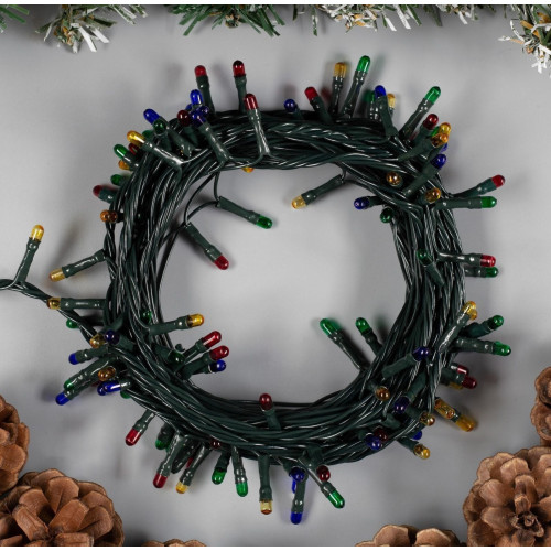 Гирлянда Нить 5,5м темная нить 140 ламп, свечение мульти, 8 режимов (670999)