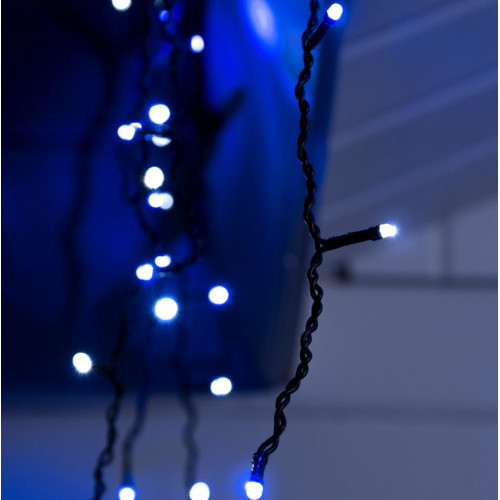 Гирлянда LUAZON LIGHTING Бахрома 3х0,6м темная нить, 160 LED свечение бело-синее с мерцанием (108017