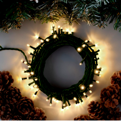 Гирлянда Нить 10м зеленая нить 160LED свечение теплое белое, 8 режимов (378063)