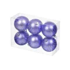 Шары новогодние набор 6шт 8см, сиреневый (SYQA-012107IB)