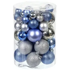 Шары новогодние набор 50шт голубой/серебро (15шт 3см, 15шт 4 см,20шт 6см) SYQА-0122302