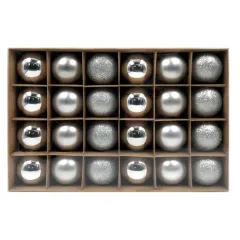 Шары новогодние WINTER GLADE 6см 24шт серебрянный микс 6024G002 (1381834)