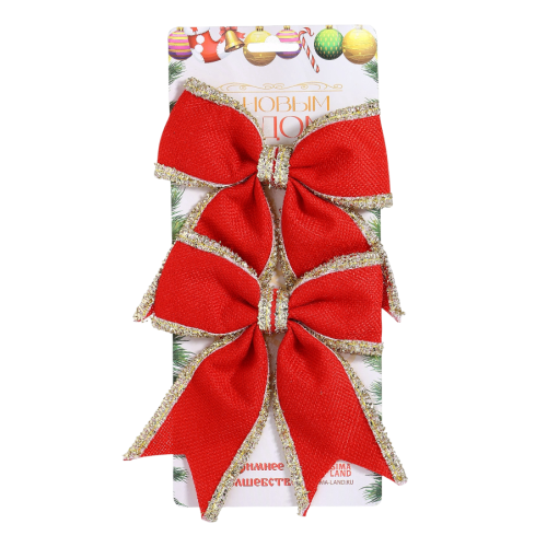 Украшение Зимнее волшебство Бант 14х14см красный (6949440)