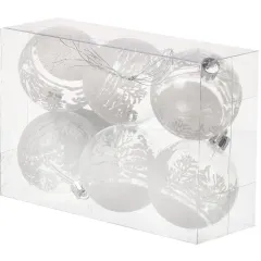 Шары новогодние набор 6шт 6см, белый (SYQB3-0123078)