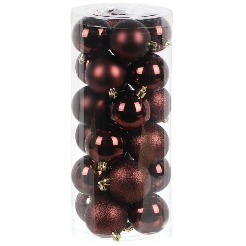 Шары новогодние набор 24шт SYQА-0124018DS 6см кофейный