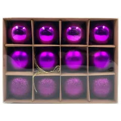 Шары новогодние WINTER GLADE 6см 12шт фиолетовый микс 6012G005 (1381830)