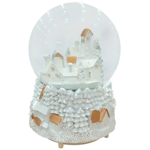 Светильник Шар новогодний, Деревня, музыка, подсветка,Ф 10 см, белый