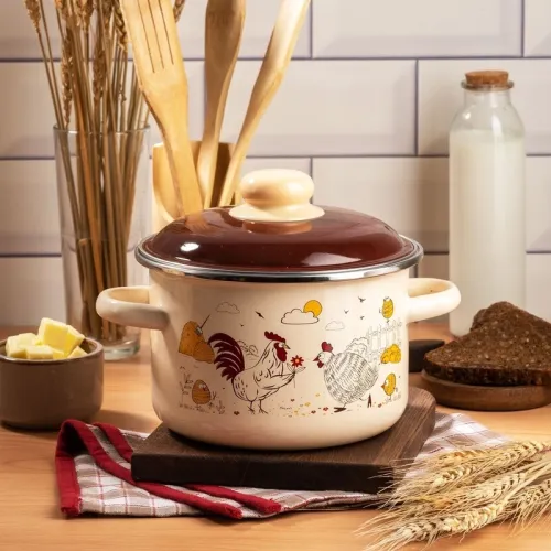 Кастрюля APPETITE Подворье, эмаль, 2,0л