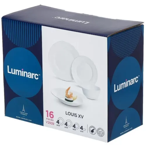 Набор столовый LUMINARC Louis XV, стеклокерамика, 16 пр., белый (V2939)(461309)