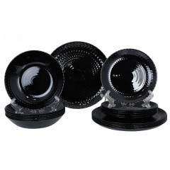 Набор столовый LUMINARC Pampille Black, стеклокерамика, круг, 18 пр.(Q6157)