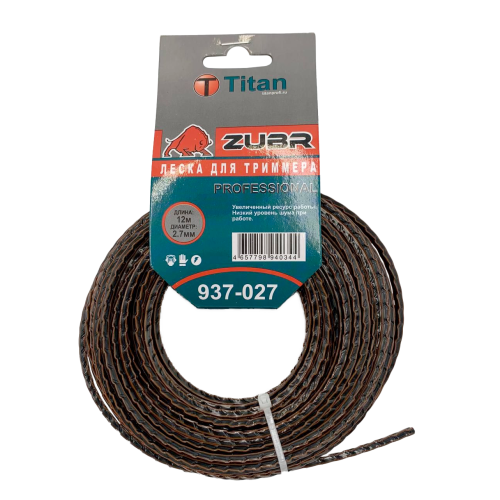 Леска для триммера TITAN (ZUBR PROFESSIONAL) 2,70ммх12м, квадрат, черн+оранж (937-027)