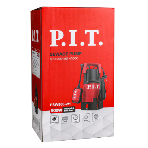 Насос дренажный P.I.T. PSW900-W1, д/грязной воды, 900 Вт, напор 10м, 250л/мин