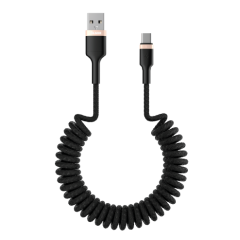 Кабель USB 2.0 A вилка - Type C 1.5 м Olmio 3А SPRING витой черный (041624)