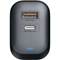 СЗУ Pero Pero TC26 3.0А GAN 30W двухпортовое черное