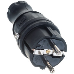Вилка IEK 2P+E прямая 16А каучук IP44 PKR01-016-2-K02