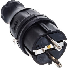 Вилка IEK 2P+E прямая 16А каучук IP44 PKR01-016-2-K02