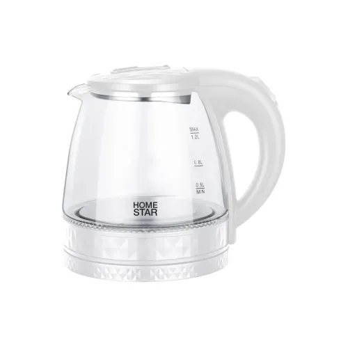 Чайник эл. HOMESTAR HS-1053, стекло, 1,2 л., белый
