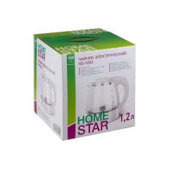 Чайник эл. HOMESTAR HS-1053, стекло, 1,2 л., белый