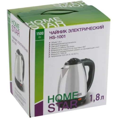 Чайник эл. HOMESTAR HS-1001 (000450) нерж., черный