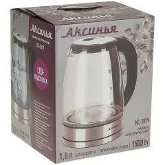 Чайник эл. АКСИНЬЯ КС-1019, стекло/нерж./черный