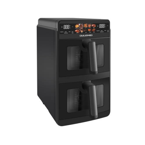 Аэрогриль OULEMEI OLM-KZF006, 10 л., 2 чаши, верт., черный