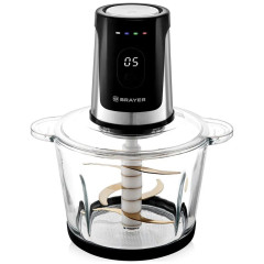 Измельчитель BRAYER BR1408, дисплей, нерж./черный/стекло