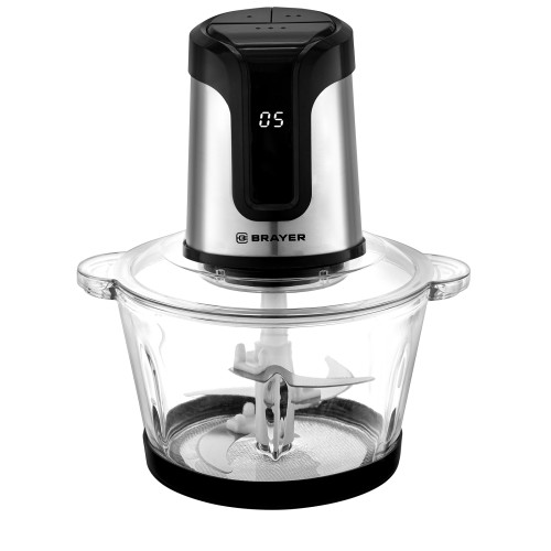 Измельчитель BRAYER BR1407, дисплей, нерж./черный/стекло