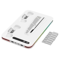 Зарядная док станция NN для Sony PS5 Slim c охлаждением, подсветкой, белая