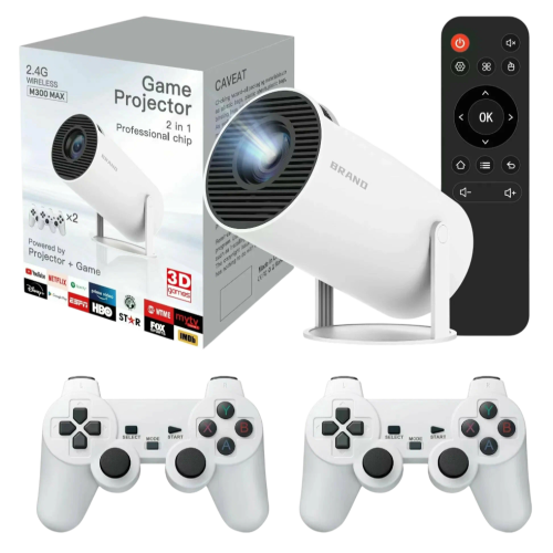 Проектор для игр и фильмов GAME PROJECTOR M300 MAX белый (2 геймпада)