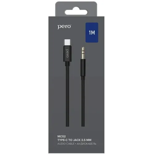 Кабель Type-C - AUX Jack 3.5mm Pero MC-02 1m черный (PRMC-02T1MB)