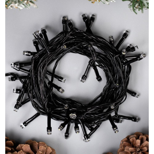 Гирлянда Нить 5м темная нить 50LED свечение белое, 8 режимов (3556764)