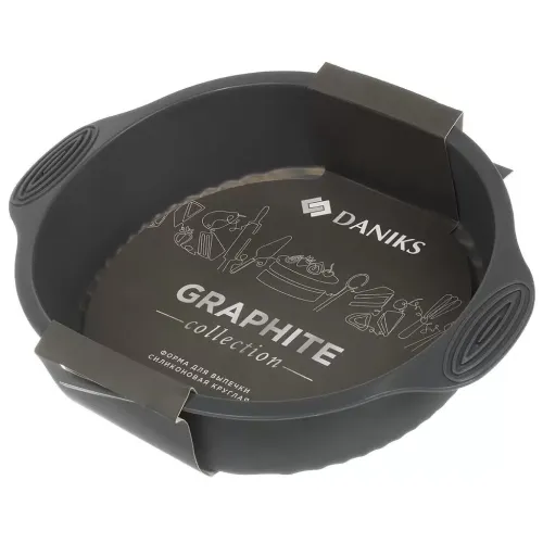 Форма для выпечки силикон Daniks Графит, круглая, 28.5х24х6 см, (B030106) (483712)