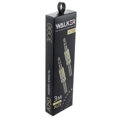 Кабель Jack вилка - Jack розетка 3 м WALKER  WCA-750 пружина, черный
